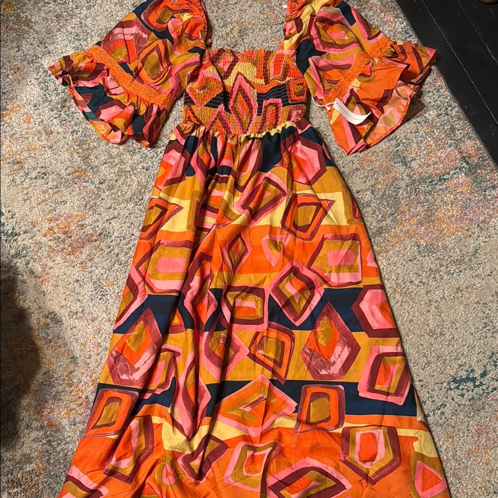 NWT Truly 4 You Vibrant Geometric Maxi Dress S